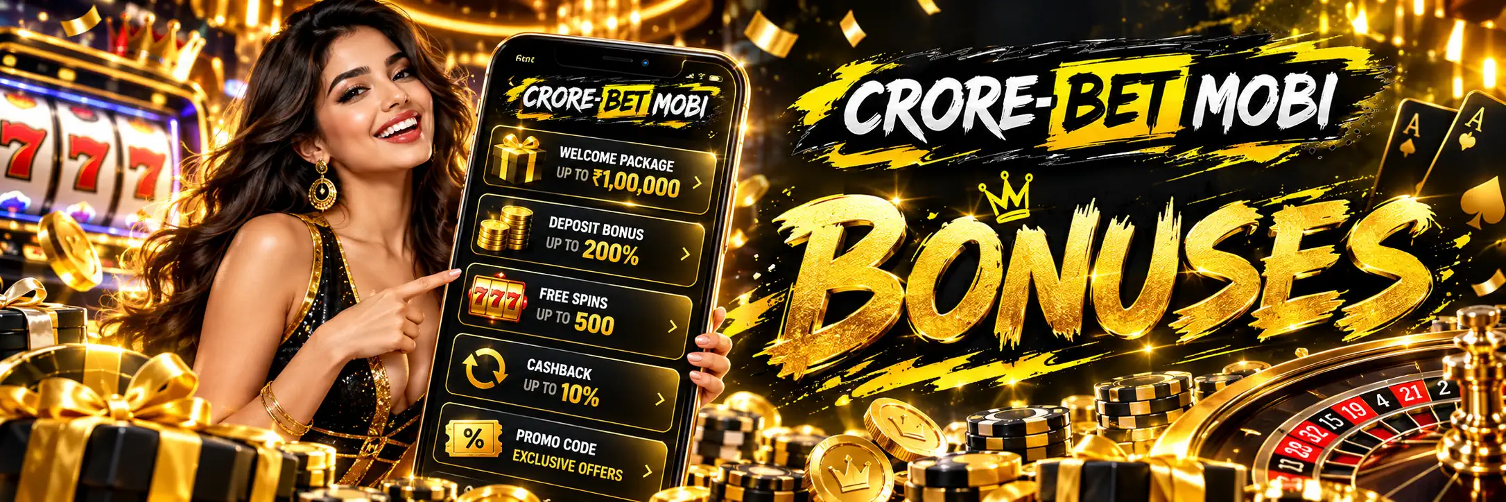 CroreBet bonus types including welcome offers, cashback and promo codes