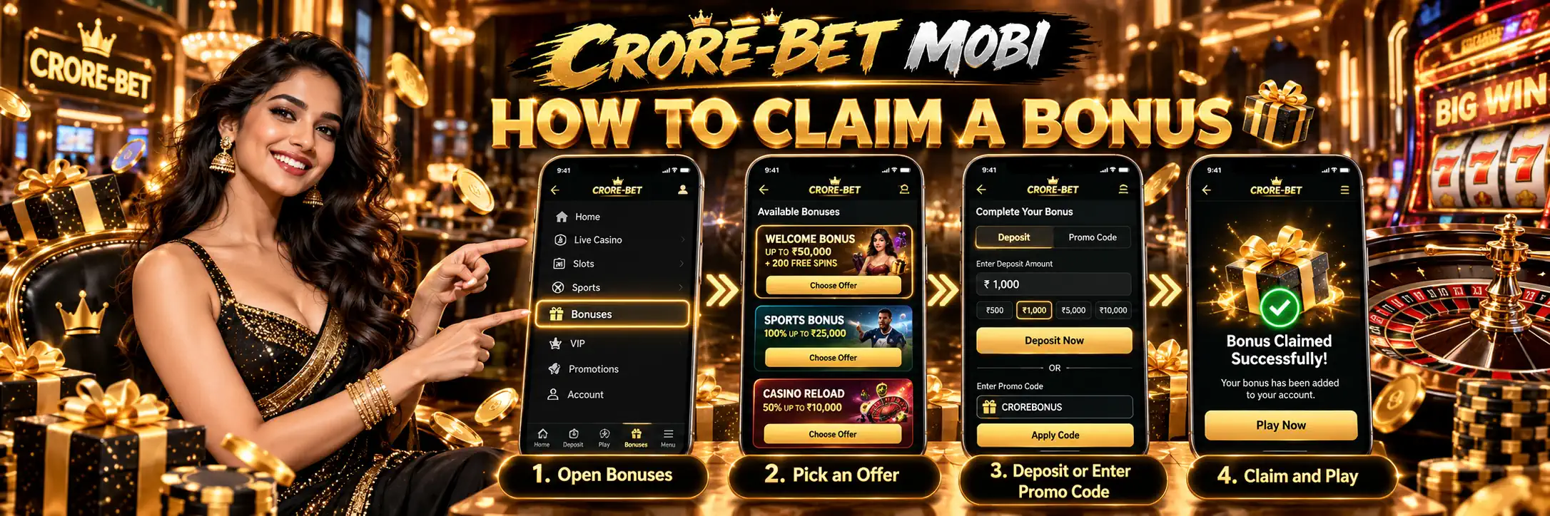 Steps for claiming a CroreBet bonus