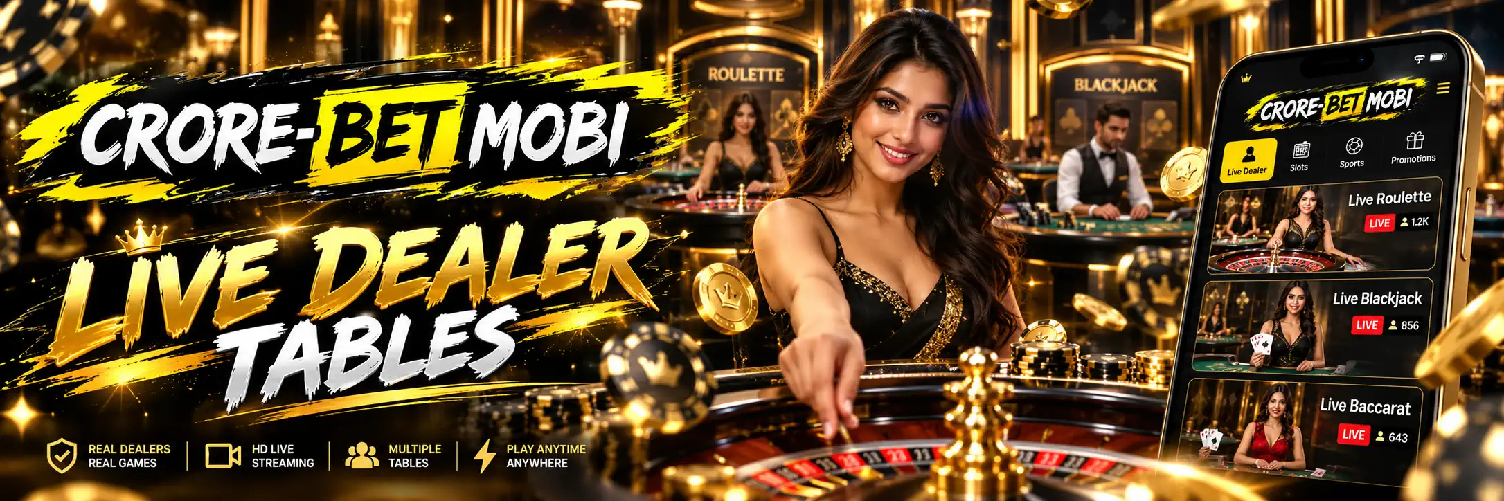Dealer-led live casino tables on CroreBet