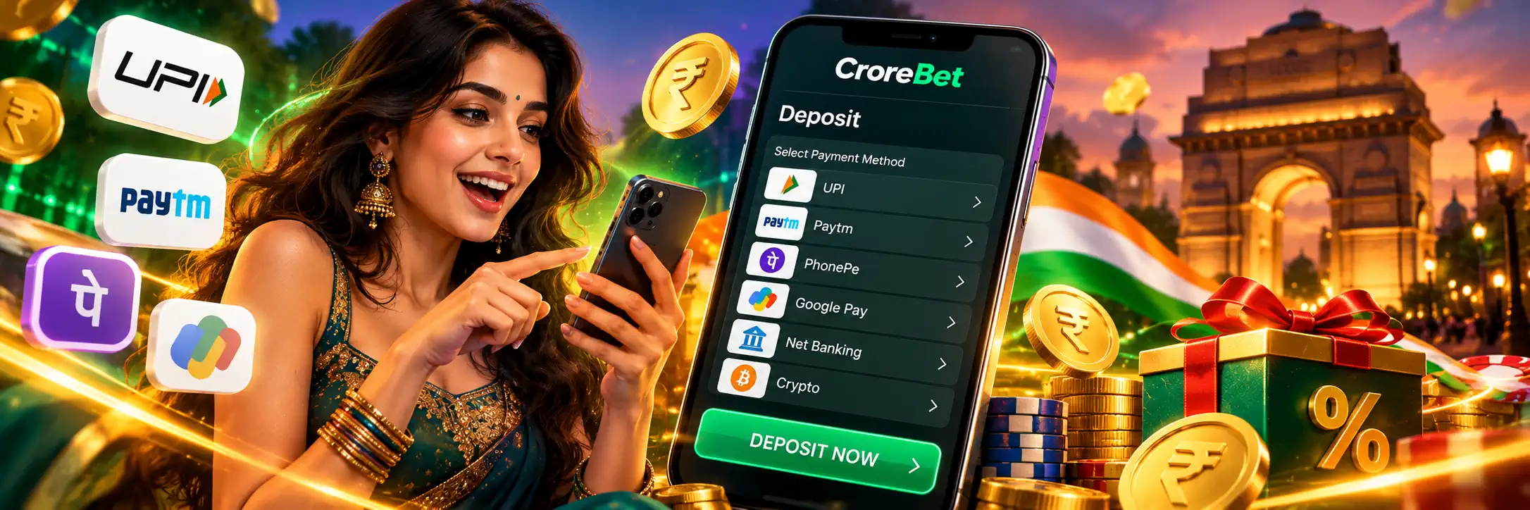 CroreBet deposits on a phone