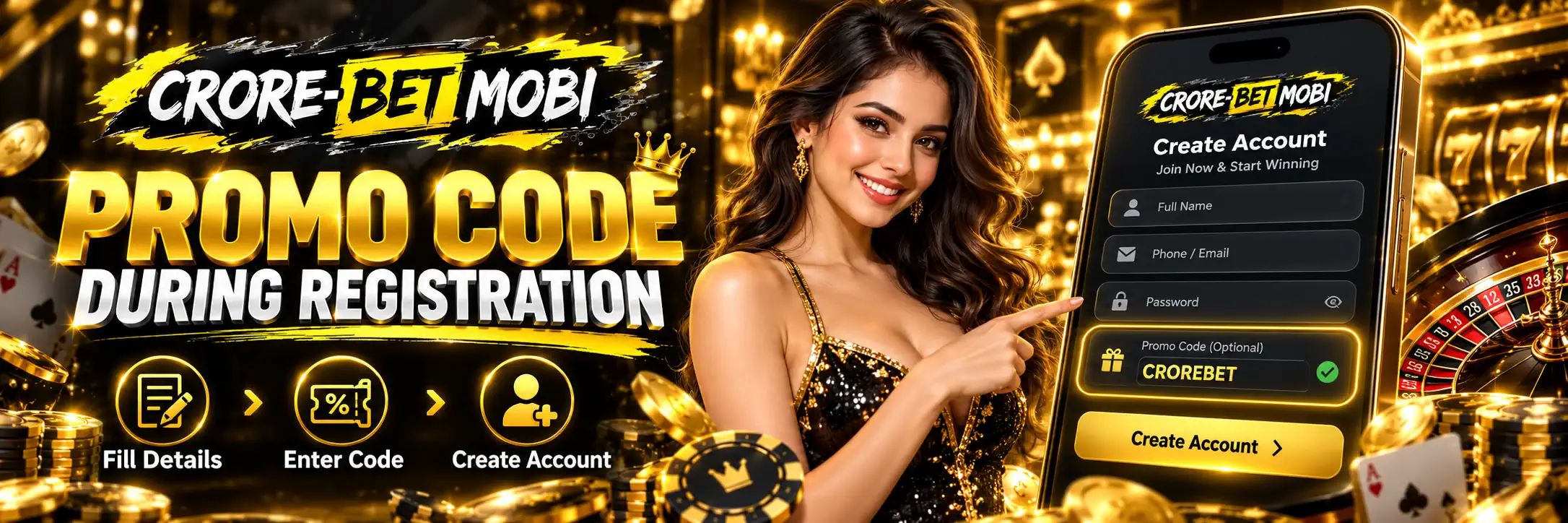 Optional promo code field during CroreBet registration
