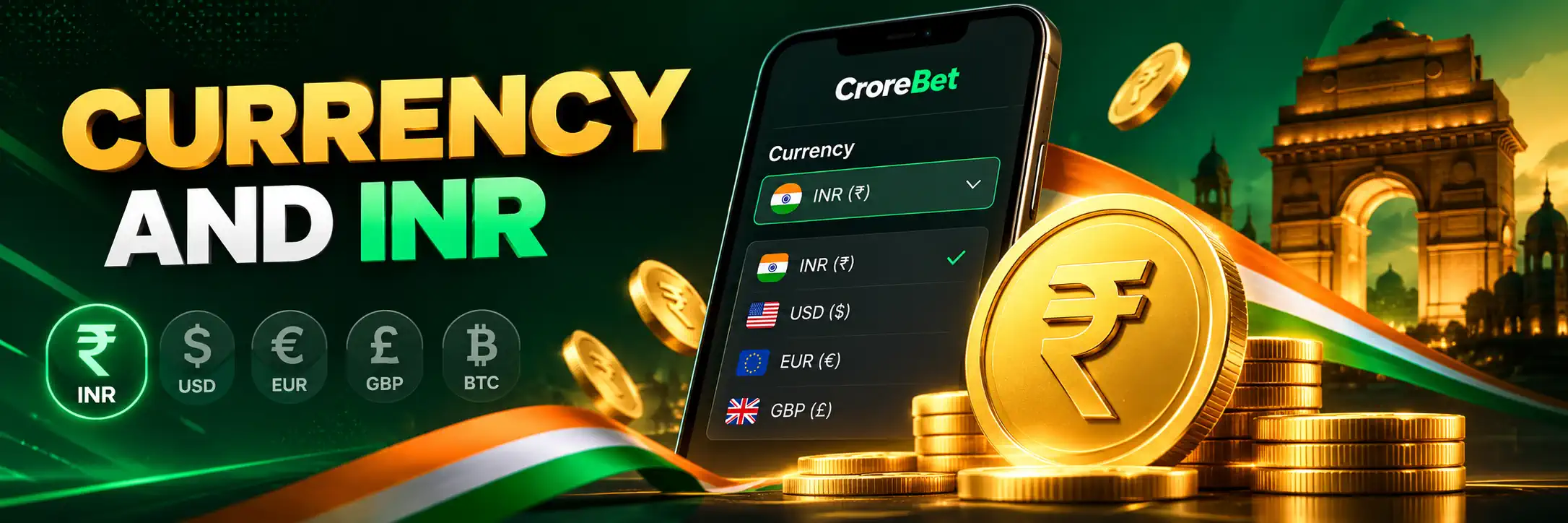 INR and preferred currency for CroreBet payments