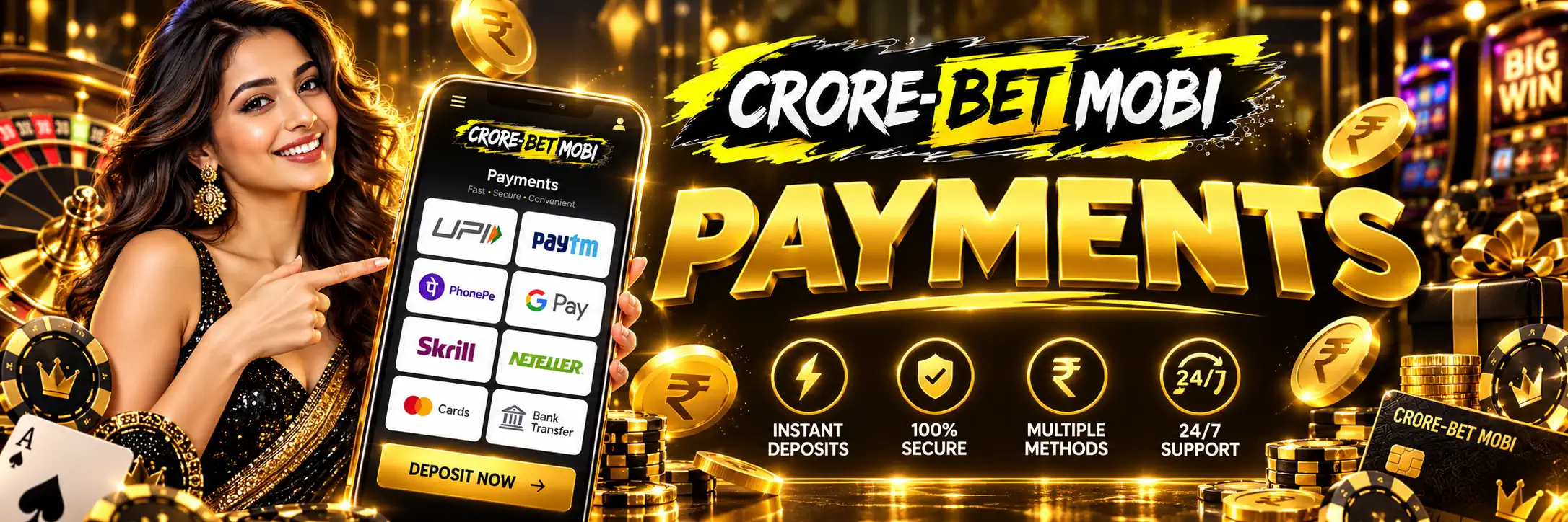 UPI, PhonePe, Paytm, deposits and withdrawals at CroreBet