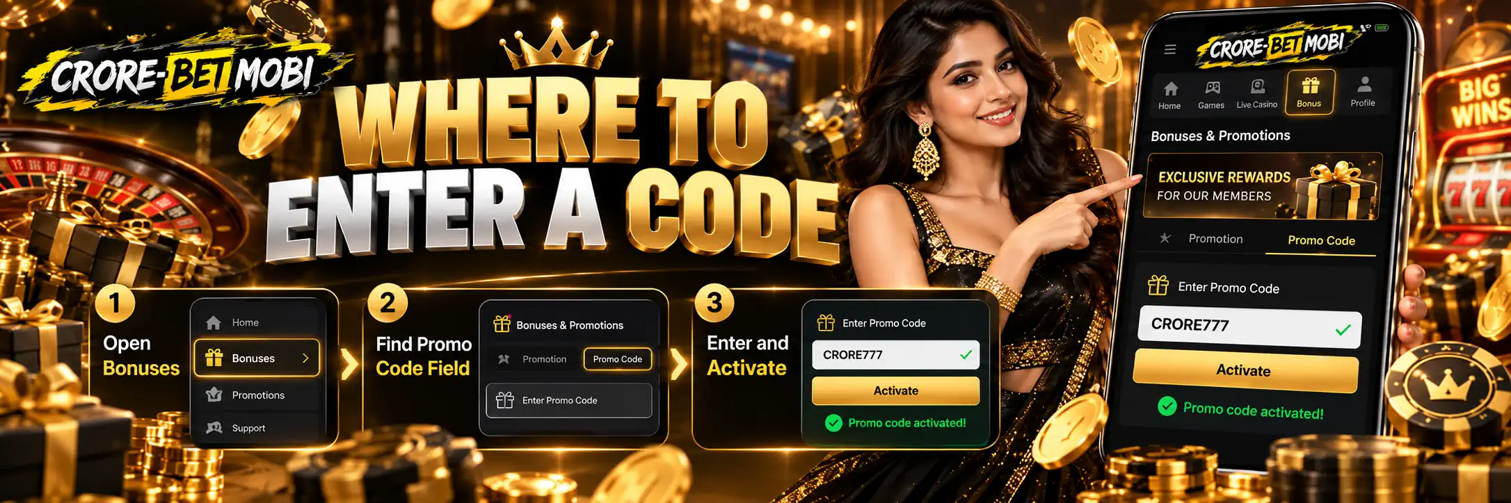 Where a CroreBet promo code may be entered