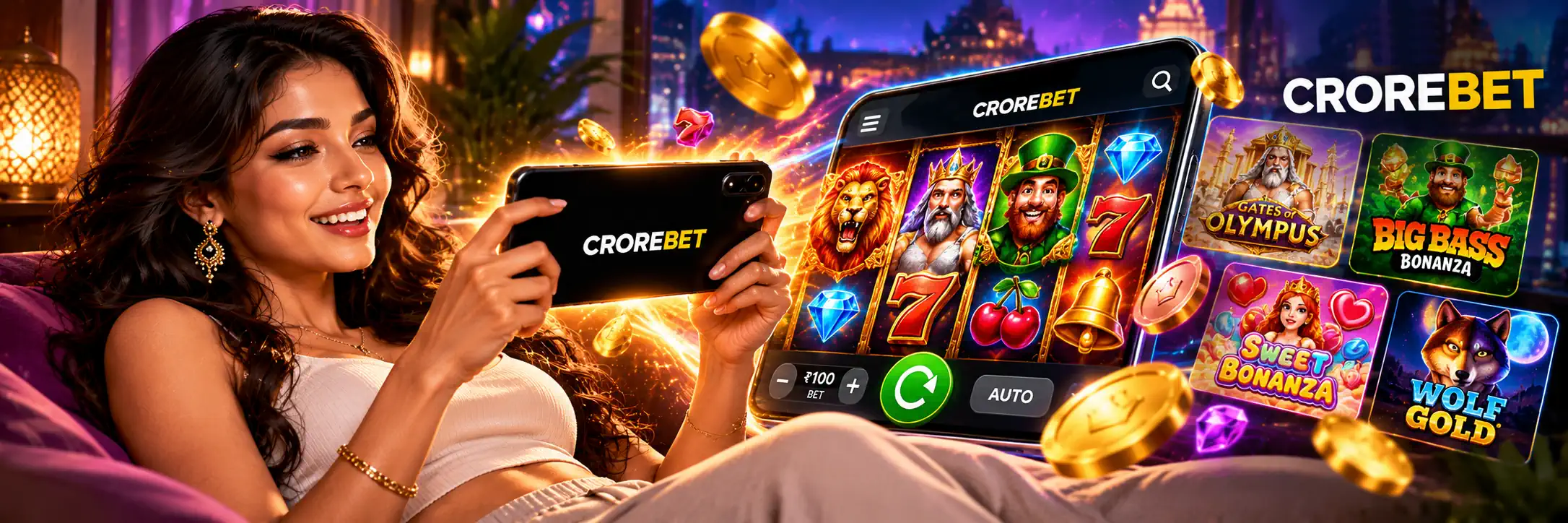 CroreBet slots on a phone